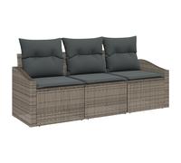 Vidaxl Ensemble De Canapés De Jardin 3 Pièces Avec Coussins Gris Rotin Synthétique Gris