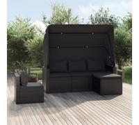 Vidaxl Ensemble De Canapés De Jardin 4 Pcs Et Coussins Noir Poly Rotin