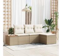 Vidaxl Ensemble De Canapés De Jardin 4 Pièces Avec Coussins Beige Poly Rotin Acacia Beige