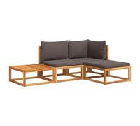 vidaXL Ensemble de canapés de jardin 4 pièces 3278893 Bois d'acacia et rotin avec coussins Gris
