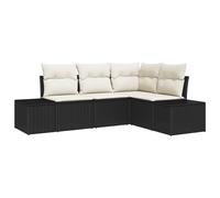 Vidaxl Ensemble De Canapés De Jardin 4 Pièces Avec Coussins Noir Rattan Poly Noir