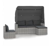 Vidaxl Ensemble De Canapés De Jardin 4pcs Coussins Gris Résine Tressée