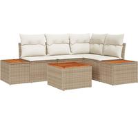 vidaXL Ensemble de canapés de jardin 5 pcs Beige et crème 209 x 154 x 85 cm