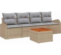 vidaXL Ensemble de canapés de jardin 5 pcs Beige Poly Rattan