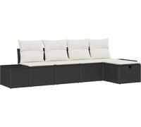 vidaXL Ensemble de canapés de jardin 5 pcs Noir 55 x 62 x 69 cm Poly rotin