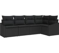 vidaXL Ensemble de canapés de jardin 5 pcs noir poly rotin