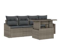 Vidaxl Ensemble De Canapés De Jardin 5 Pièces Avec Coussins Gris En Poly Rattan Gris