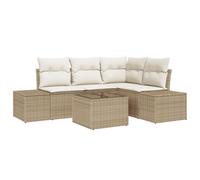 Vidaxl Ensemble De Canapés De Jardin 5 Pièces Avec Coussins Marron Rotin Poly Marron