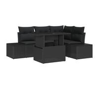 Vidaxl Ensemble De Canapés De Jardin 5 Pièces Avec Coussins Noir Poly Rotin Noir