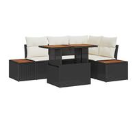 vidaXL Ensemble de Canapés de Jardin 5 pièces avec Coussins Noir Rattan Poly