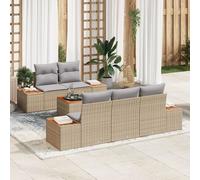 Vidaxl Ensemble De Canapés De Jardin 6 Pièces Avec Coussins Beige Poly Rattan Acacia Beige
