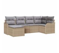 vidaXL Canapé de Jardin 6 pièces avec Coussins Beiges en Polyester tressé, Moderne pour Balcon, terrasse, détente et soirées Entre Amis, mobilier modulable pour Un Coin Lounge