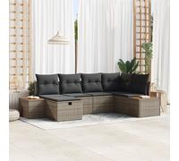 Vidaxl Ensemble De Canapés De Jardin 6 Pièces Avec Coussins En Poly Rattan Gris Gris