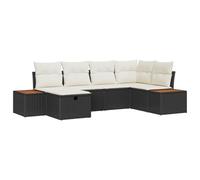 vidaXL Ensemble de Canapés de Jardin 6 Pièces avec Coussins en Rotin Poly Noir