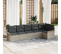 Vidaxl Ensemble De Canapés De Jardin 6 Pièces Avec Coussins Gris Clair Poly Rotin Gris