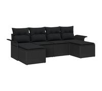 Vidaxl Ensemble De Canapés De Jardin 6 Pièces Avec Coussins Noir Poly Rattan Noir