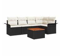 vidaXL Set de canapé de Jardin 6 pièces avec Coussins Noir et Blanc en Poly rotin, mobilier de terrasse modulable Qui en Jette et résiste au Temps.