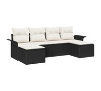 Vidaxl Ensemble De Canapés De Jardin 6 Pièces Avec Coussins Rattan Poly Noir Noir