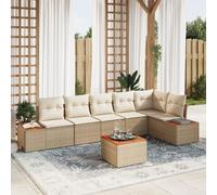 Vidaxl Ensemble De Canapés De Jardin 7 Pièces Avec Coussins Beige Poly Rattan Acacia Beige