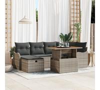 vidaXL Canapé de Jardin 7 Pièces en Rattana Synthétique avec Coussins Grisés - Mobilier Modulable pour 6 Personnes, Résistant aux Intempéries - Parfait pour Dîner et Relax sur la Terrasse