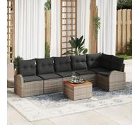 Vidaxl Ensemble De Canapés De Jardin 7 Pièces Avec Coussins Gris Poly Rattan Acacia Gris