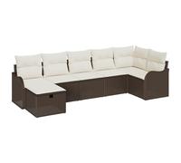 vidaXL Ensemble de canapé de jardin 7 pcs brun et crème 287.5 x 122.5 x 85 cm