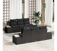 Vidaxl Ensemble De Canapés De Jardin 7 Pièces Noir Rattan Avec Housses