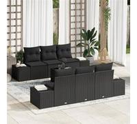 vidaXL Ensemble de Canapés de Jardin 7 pièces Noir Rattan avec Housses 3346953 Noir