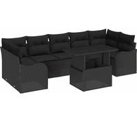 Vidaxl Ensemble De Canapés De Jardin 8 Pièces Avec Coussins Noir Rattan Poly, Vidaxl Canapé De Jardin 2 Places Avec Rangement Et Coussins Noir Rattan Poly