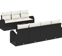 vidaXL Ensemble de canapés de jardin 8 pcs Noir 55 x 55 x 37 cm Poly-Rotin