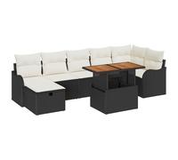 vidaXL Ensemble de Canapés de Jardin 8 Pièces avec Coussin Noir en Rattan Poly