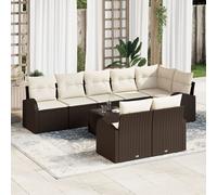 Vidaxl Ensemble De Canapés De Jardin 8 Pièces Avec Coussins En Poly Rattan Gris Gris