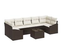 Vidaxl Ensemble De Canapés De Jardin 8 Pièces Avec Coussins En Poly Rotin Marron Marron