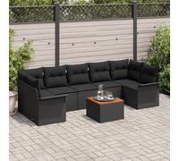Vidaxl Ensemble De Canapés De Jardin 8 Pièces Avec Coussins En Poly Rotin Noir Et Acacia