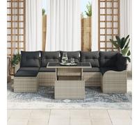Vidaxl Ensemble De Canapés De Jardin 8 Pièces Avec Coussins Gris Clair Rattan Poly, Vidaxl Canapé De Jardin 2 Places Avec Rangement & Coussins Gris Clair Rattan Poly