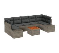 Vidaxl Ensemble De Canapés De Jardin 8 Pièces Avec Coussins Gris Poly Rotin Gris