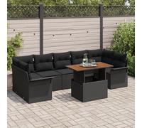Vidaxl Ensemble De Canapés De Jardin 8 Pièces Avec Coussins Noir Poly Rattan Acacia Noir