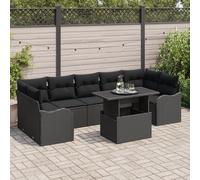 Vidaxl Ensemble De Canapés De Jardin 8 Pièces Avec Coussins Noir Rattan Poly, Vidaxl Canapé De Jardin 2 Places Avec Rangement Et Coussins Noir Rattan Poly