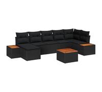 vidaXL Ensemble de canapés de Jardin 8 pièces avec Coussins Noirs en rotin Poly, Parfait pour 5 Personnes. Idéal pour Les terrasses, balcons et espaces de Jeux, Ces Meubles de Patio sont résistants a