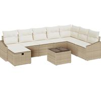 vidaXL Ensemble de canapés de jardin 9 pcs Beige 55 x 62 x 69 cm Poly rotin