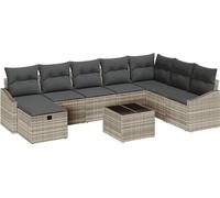 vidaXL Ensemble de canapés de jardin 9 pcs gris clair 55 x 62 x 69 cm Poly rotin