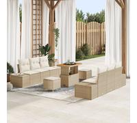 Vidaxl Ensemble De Canapés De Jardin 9 Pièces Avec Coussins Beige En Poly Rattan, Vidaxl Canapé De Jardin 2 Places Avec Coussins Beige En Poly Rattan, Vidaxl Ensemble De Salle À Manger De Jardin 3 Piè