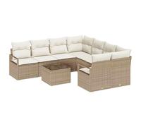 vidaXL Ensemble de canapés de Jardin 9 pièces avec Coussins Beige en résine tressée, résistant aux intempéries, Durable et Fait Main. Idéal pour balcons et terrasses, au Style Moderne.
