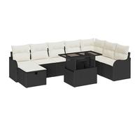 vidaXL Ensemble de Canapés de Jardin 9 Pièces avec Coussins Noir Poly Rattan