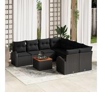 Vidaxl Ensemble De Canapés De Jardin 9 Pièces Avec Coussins Noir Rattan Poly Acacia Noir