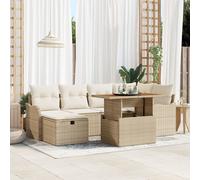 Vidaxl Ensemble De Canapés De Jardin À 7 Pièces Avec Coussins Beige Rattan Poly