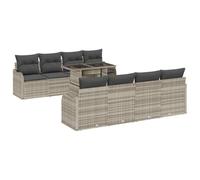 vidaXL Ensemble de canapé de Jardin 10 pièces avec Coussins Gris Clair Poly rotin, Canapé de Jardin 2 Places avec Rangement et Coussins Gris Clair Poly rotin