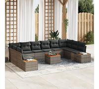 Vidaxl Ensemble De Canapés De Jardin De 11 Pièces Avec Coussins Gris Poly Rattan Acacia