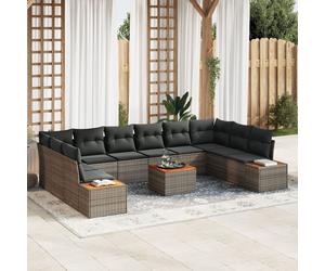 Vidaxl Ensemble De Canapés De Jardin De 11 Pièces Avec Coussins Gris Poly Rattan Acacia