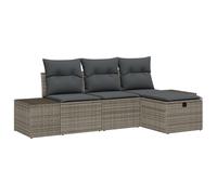 Vidaxl Ensemble De Canapés De Jardin De 4 Pièces Avec Coussins Gris Poly Rattan Gris